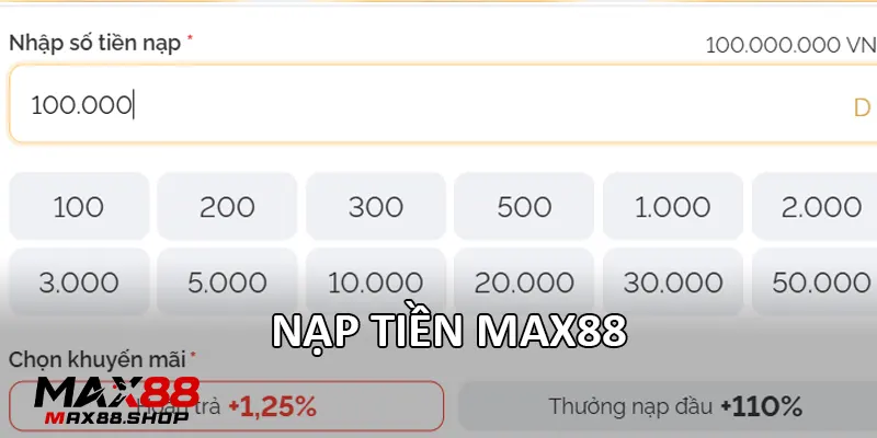 Nạp tiền Max88